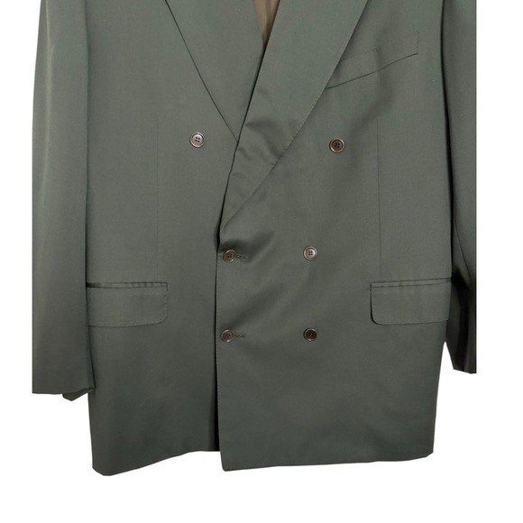 Canali Blazer 56R green sport coat double breasted jacket 100% wool - Picture 7 of 9